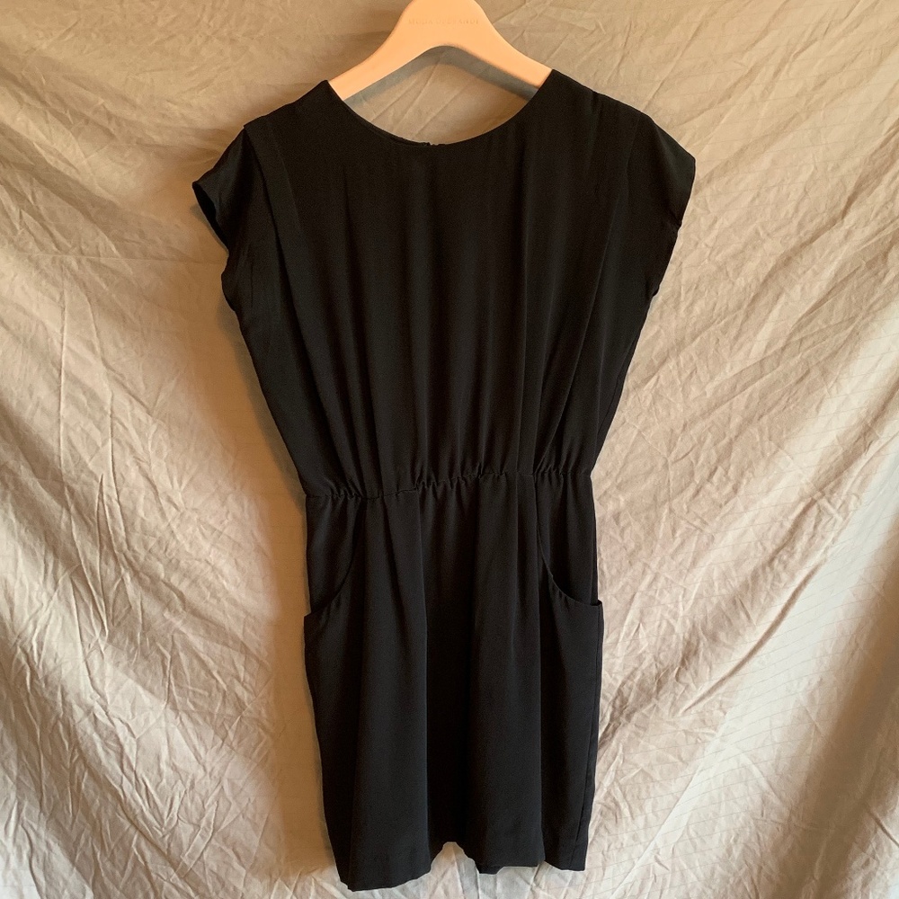Duskin black silk mini dress, size S